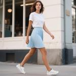 IDIFU Women's Lightweight White Lace-Up Walking Sneakers