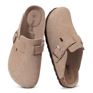 Asgard Women's Suede Comfort Clogs - Taupe 8.5-9