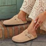 Asgard Women's Suede Comfort Clogs - Taupe 8.5-9