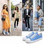 Fashionable Blue Women's Canvas Tennis Sneakers
