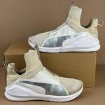 Puma Women's Beige White Slip-On Sneakers US 9.5