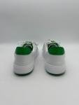 Kizik White Leather Slip-On Sneakers with Green Accents