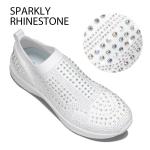 Lucky Step Women's Rhinestone Slip-On Walking Sneakers
