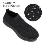 Lucky Step Women's Rhinestone Slip-On Walking Sneakers