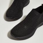 Lucky Step Women's Rhinestone Slip-On Walking Sneakers