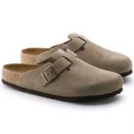 Birkenstock Boston Suede Leather Clog Shoes - Taupe