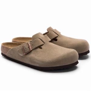 Birkenstock Boston Taupe Suede Clog Shoes