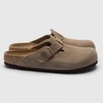 Birkenstock Boston Taupe Suede Clog Shoes