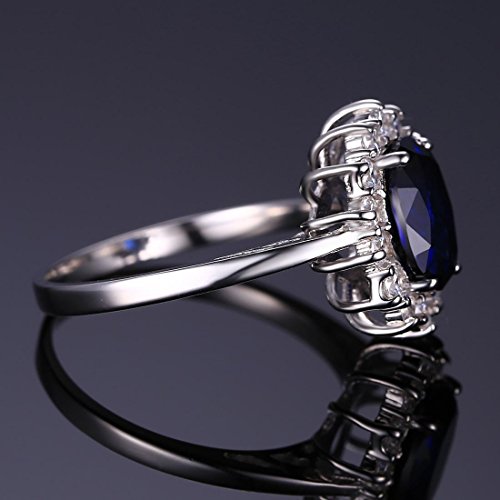 Blue Sapphire Halo Statement Engagement Rings for Women