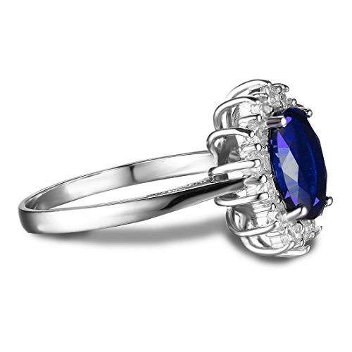 Blue Sapphire Halo Statement Engagement Rings for Women