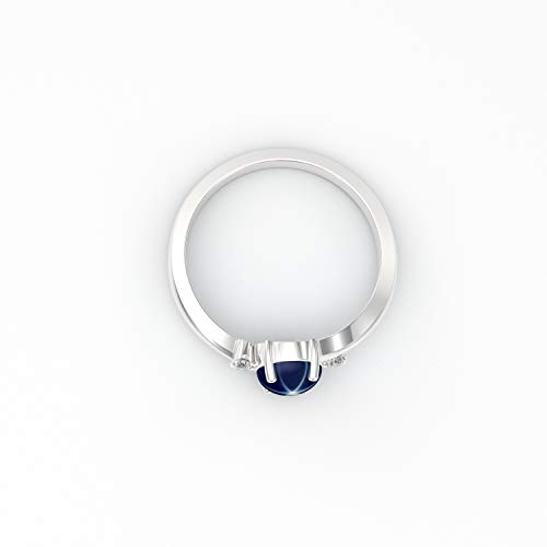 Blue Star Sapphire Sterling Silver Ring with White Accents
