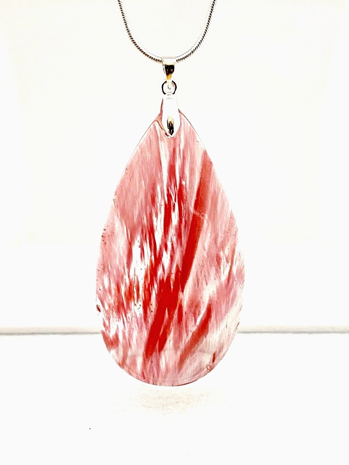 Red Cherry Quartz Pendant Necklace with Sterling Chain