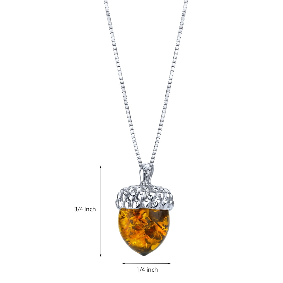 Sterling Silver Acorn Pendant with Baltic Amber Necklace