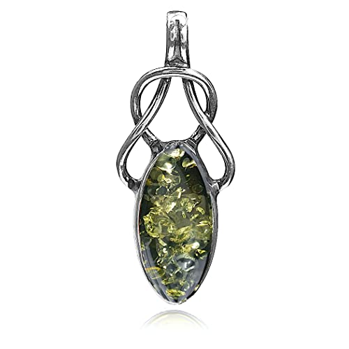 Celtic Green Amber Sterling Silver Pendant by Ian & Valeri