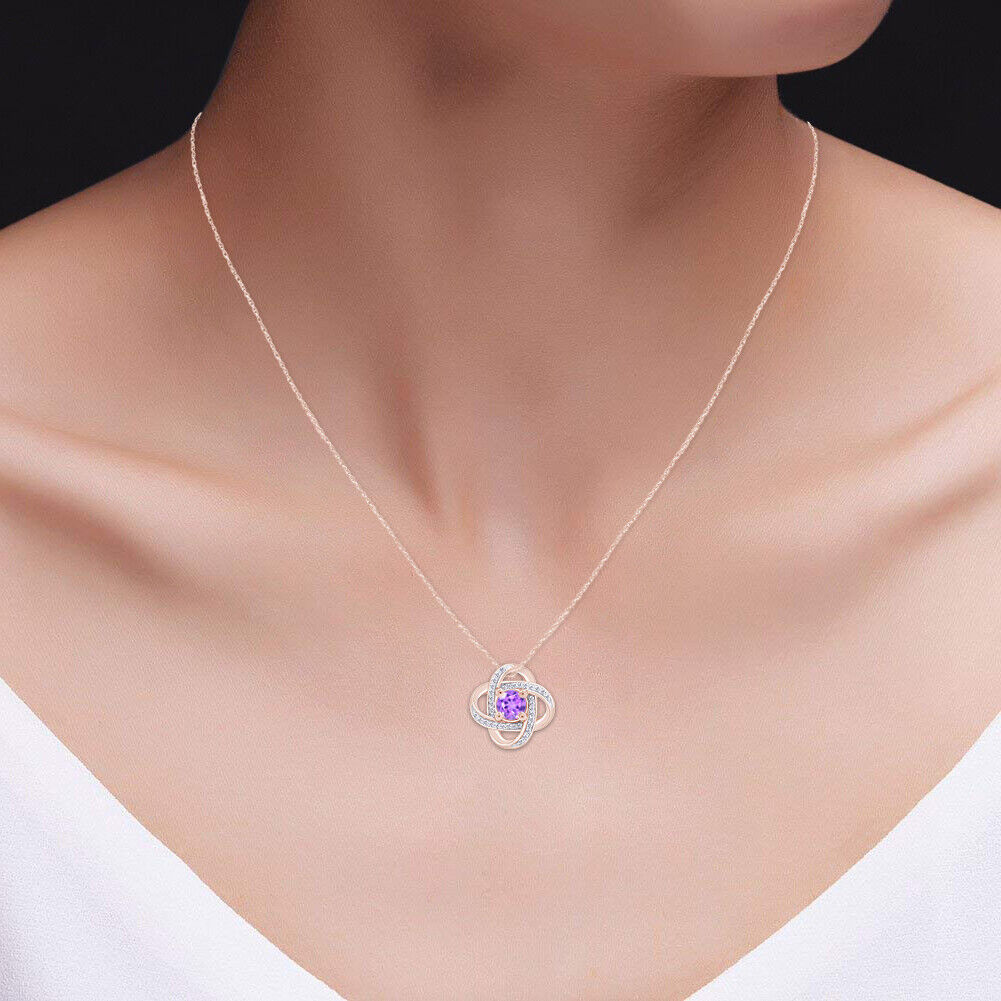 14k Gold Plated Inter Woven Amethyst Pendant Necklace