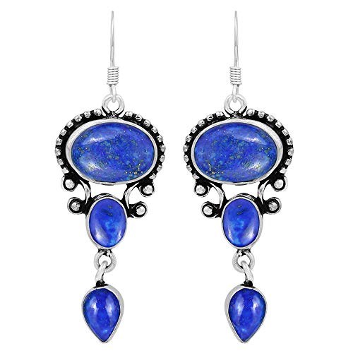Handmade Lapis Lazuli Dangle Earrings - Women's Gift