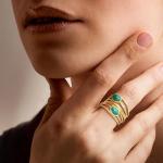 18kt Gold Over Sterling Gemstone Highway Ring