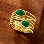 18kt Gold Over Sterling Gemstone Highway Ring
