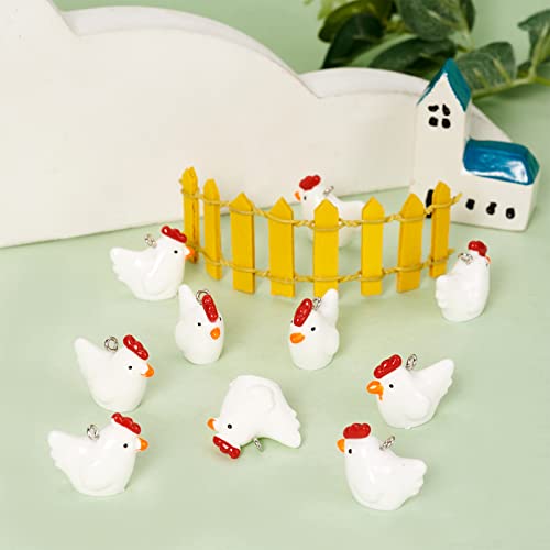 40pcs Mini Chicken Hen Resin Charm Pendants for DIY Jewelry
