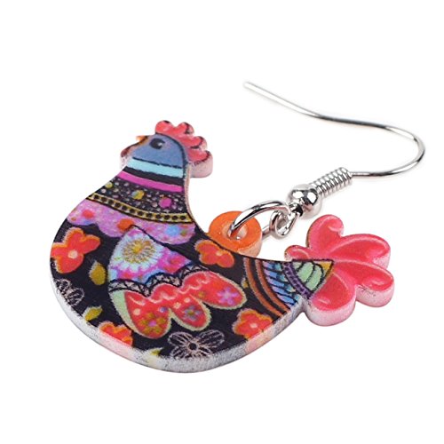 Bonsny Acrylic Hen Chicken Earrings - Funny Farm Gift