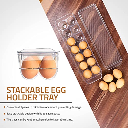 Egg Storage Tray with Lid and Handle - Pack of 2