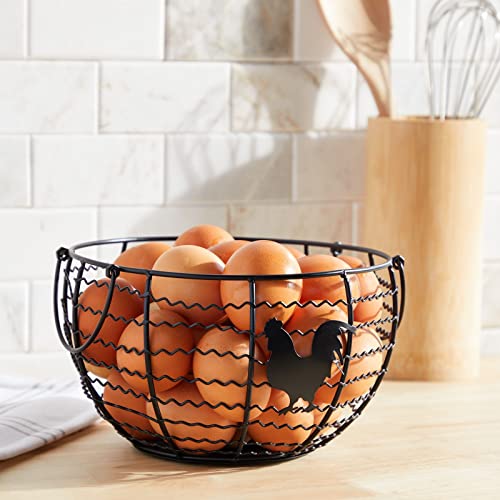 Farmhouse Chicken Wire Egg Basket (Black, 8.2 x 8.2 x 4.9 In)