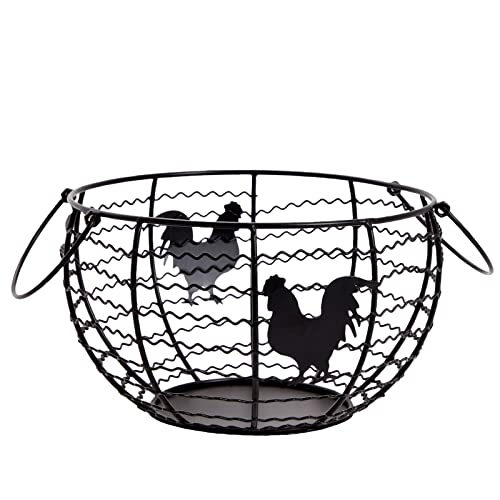 Farmhouse Chicken Wire Egg Basket (Black, 8.2 x 8.2 x 4.9 In)