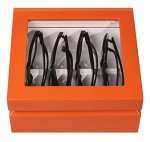 Mini Luxury Eyewear Organizer - Orange Wood Box