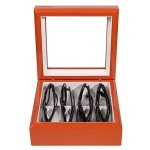 Mini Luxury Eyewear Organizer - Orange Wood Box