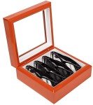 Mini Luxury Eyewear Organizer - Orange Wood Box