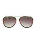 Gucci Gold/Green Pilot Aviator Sunglasses