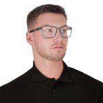 Oakley Ox8055 Rectangular Prescription Frames, Grey Smoke