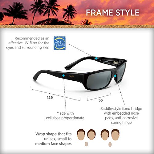 Maui Jim Stingray Polarized Wrap Sunglasses - Black/Grey