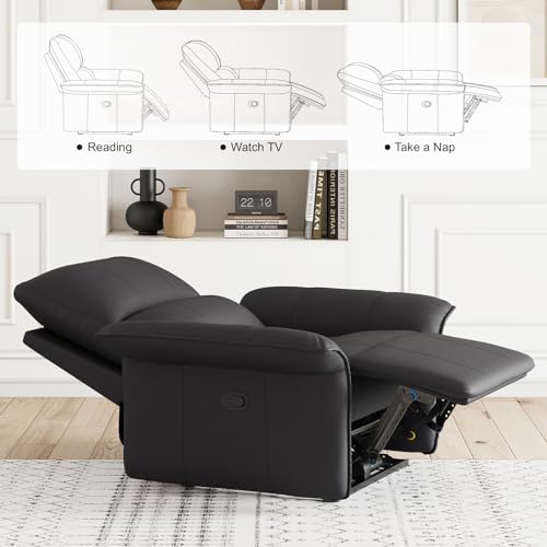 Belffin Black 4-Seater Leather Recliner Sofa