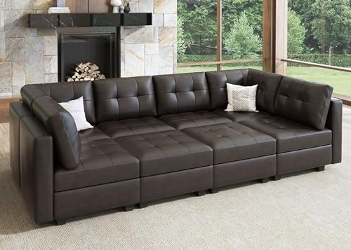 Brown Modular Sectional Sleeper Sofa with Storage