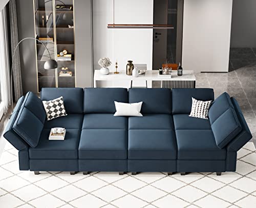 Belffin Blue Modular Sectional Sofa with Storage