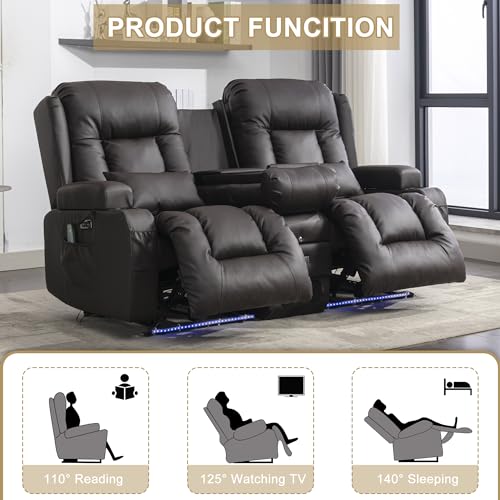 URRED Power Recliner Loveseat with LED Light