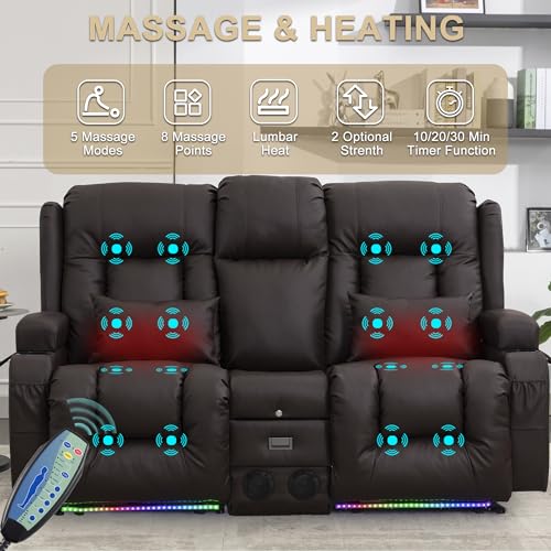 URRED Power Recliner Loveseat with LED Light