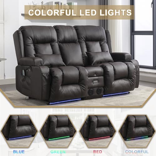 URRED Power Recliner Loveseat with LED Light