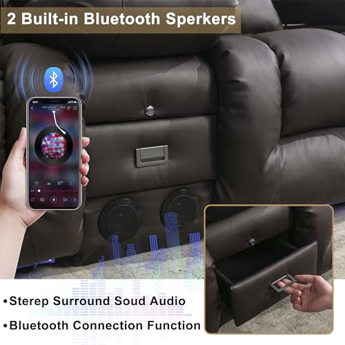 URRED Power Recliner Loveseat with LED Light