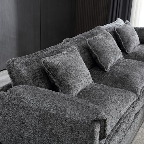 127" Cloud Couch Sectional Sofa with Ottoman