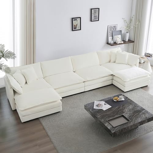 Beige Oversized Modular U-Shaped Sectional Sofa