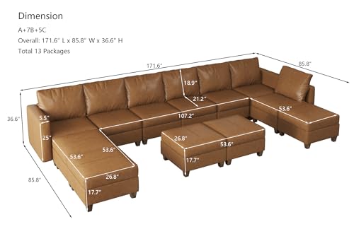 EASE MOOSE Oversized Sectional Sofa with Reversible Chaises