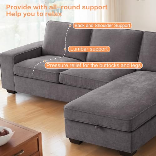 Modern L-Shaped Convertible Sofa with USB Ports