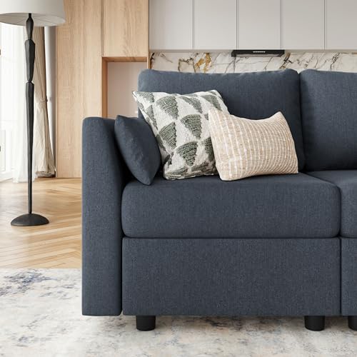 Dark Gray U-Shaped Modular Sofa with Chaise Lounge