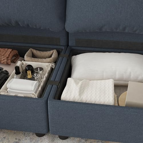Dark Gray U-Shaped Modular Sofa with Chaise Lounge
