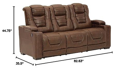 Brown Faux Leather Power Reclining Sofa