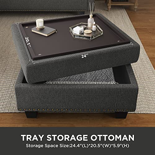 L-Shaped Convertible Sofa with Storage Ottoman