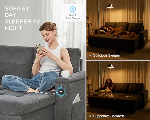 Tufted 109" U-Shaped Sleeper Sofa Bed