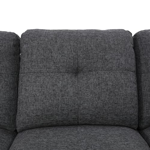 Modern Linen L-Shaped Sectional Sofa Set with Ottoman